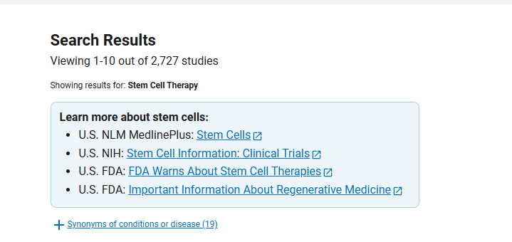 clinicaltrials.gov網(wǎng)站上注冊的有關(guān)干細胞治療的臨床研究項目有2727項